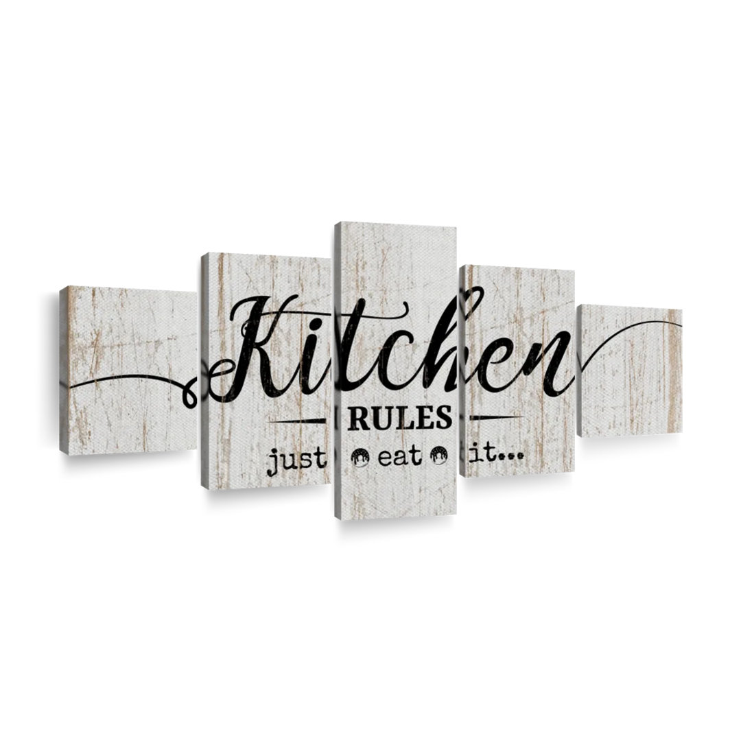 " Kitchen Rules Sign " by TimberType Studio 5 - Pieces (Set of 5) Trinx Overall 