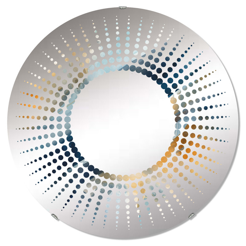 Starburst Decorative Mirror , 23.6" x 23.6", Blue And Gold Fusion I