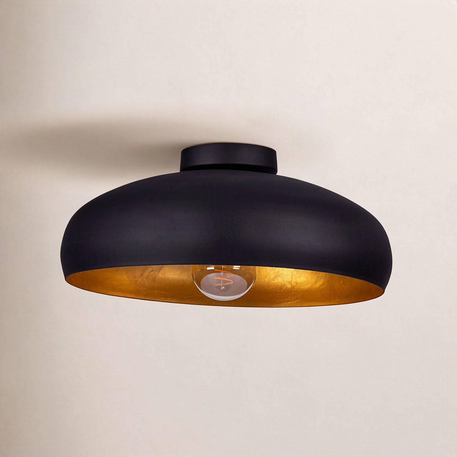 Gavina Single Light Metal Semi Flush Mount, Black/Gold