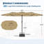 Parasol de patio de 15 pi avec base incluse, parasol de table de patio avec lumières solaires, 10 nervures robustes et protection contre les rayons UV-492979871