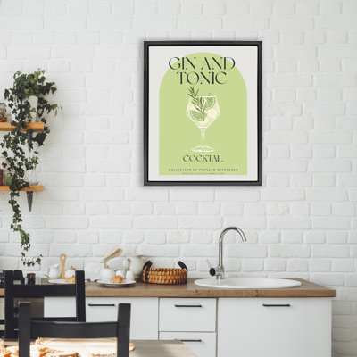 Élégant cadre flottant rétro gin et tonique, design par Lil 'Rue