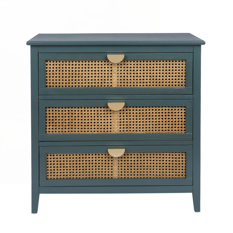 Wood Console Table with3 Drawers,Four Legs, Green