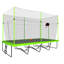 Trampoline rectangulaire 10 pi x 17 pi avec tissu vert, tubes en acier galvanisé thermolaqué noir avec système de panier de basketball