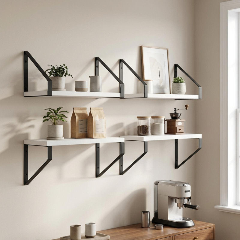 4 -Piece Steel Floating Shelf, 15.5 cm H x 30 cm L x 16 cm D