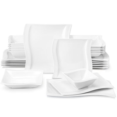 26-Piece Porcelain China Dinnerware Set, Service For 6