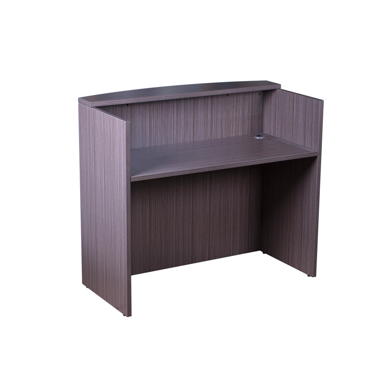 Sahrye Rectangle Synthetic Laminate Reception Desk, Mahogany