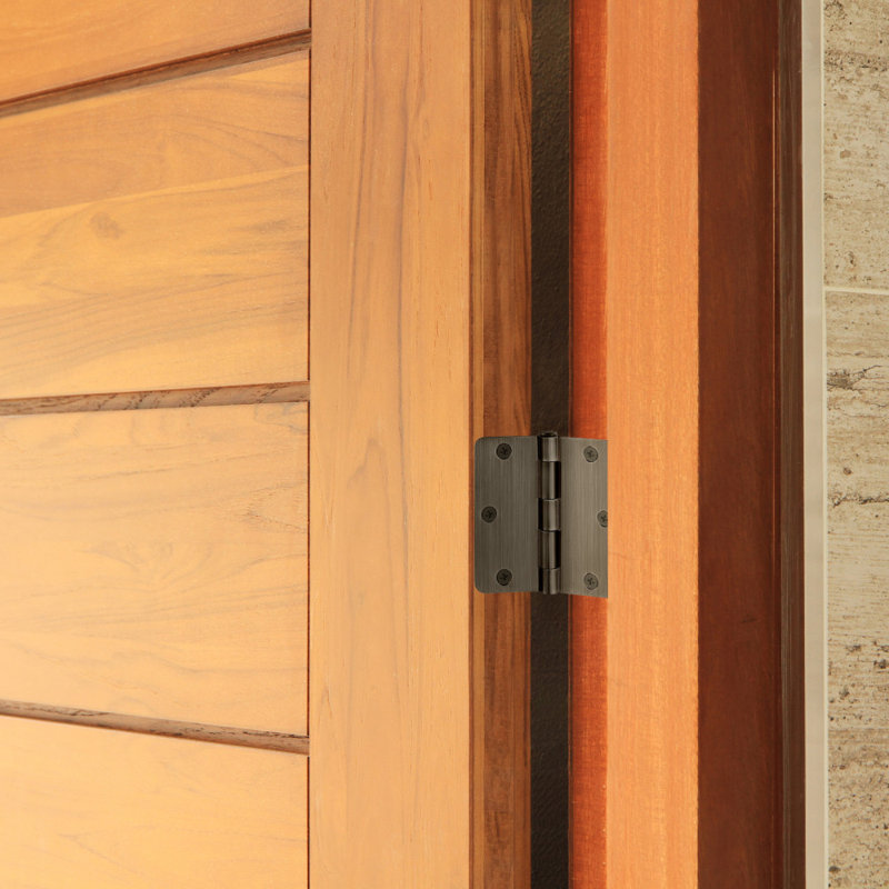 Charnière de porte à roulement simple en acier antique avec tige amovible, 3 1/2 po x 3 1/2 po, rayon de 1/4 po, paquet de 3