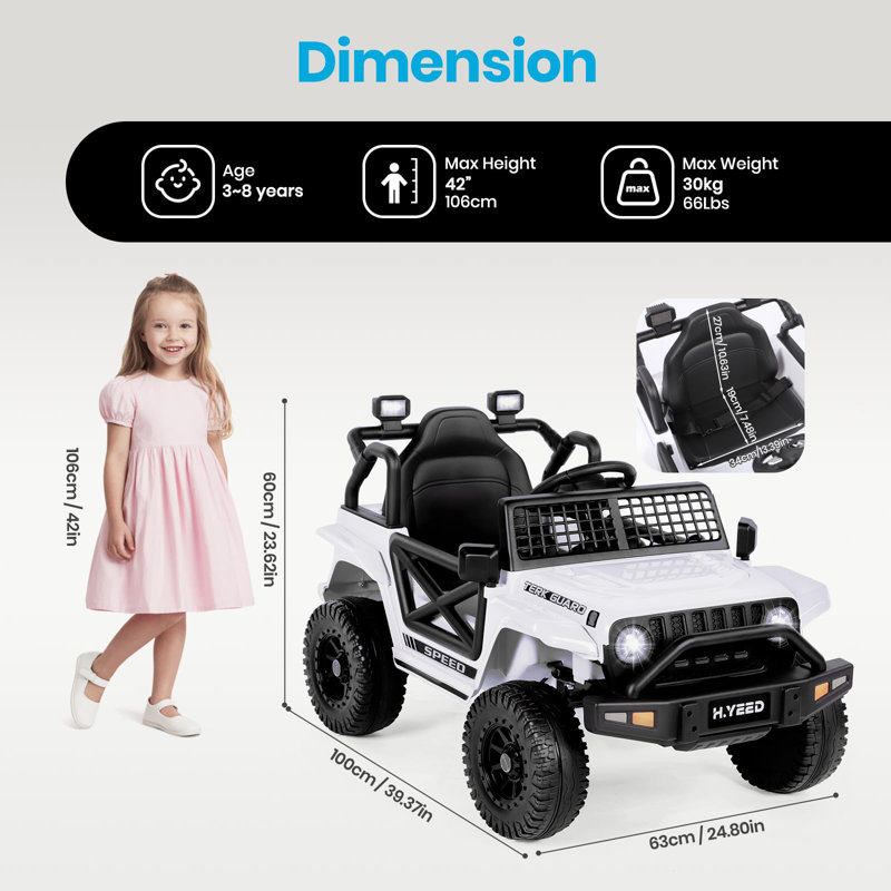 JooliH Battery Powered Ride On with Remote Control, White