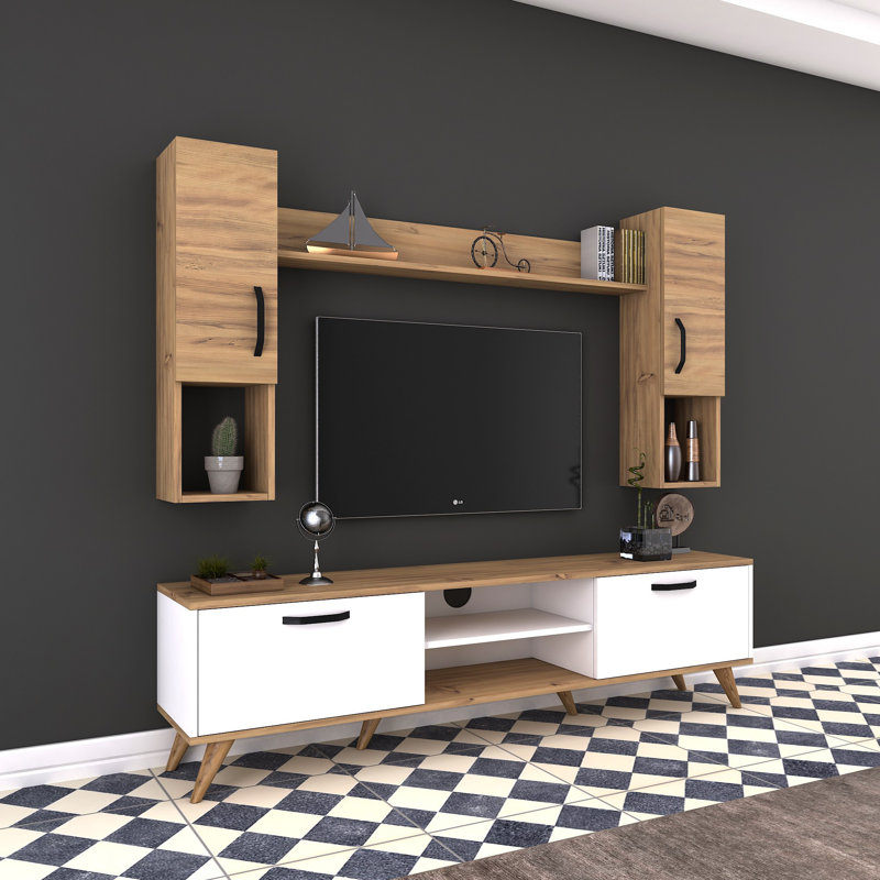 Endre Entertainment Center For TVs Up To 55", White/Oak