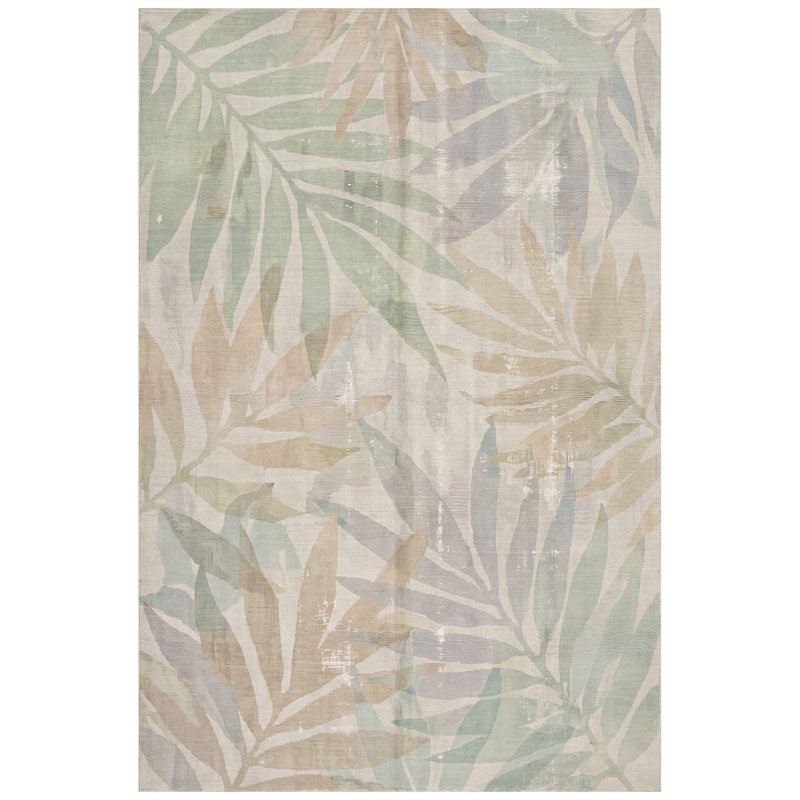 Tapis Rampion moderne à poils courts, effet vieilli, aquarelle abstraite, vert crème, gris et blanc, antidérapant, adapté à une utilisation intérieure et extérieure, pour salon, chambre, salle à manger, entrée, couloir, bureau, lavable