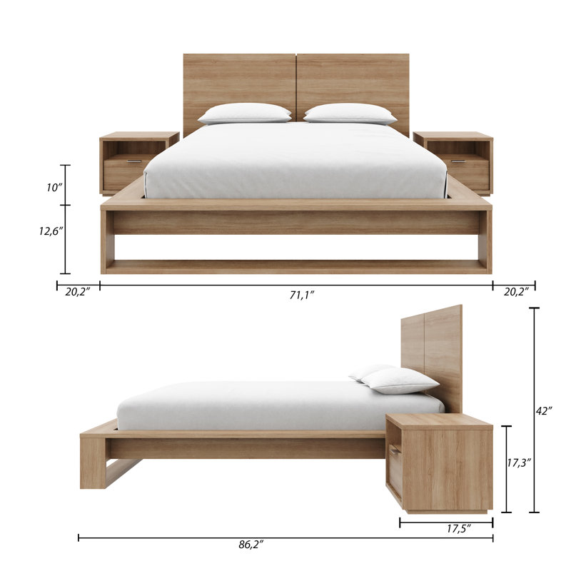 Joey Queen Size 4 Piece Bedroom Set, Brown