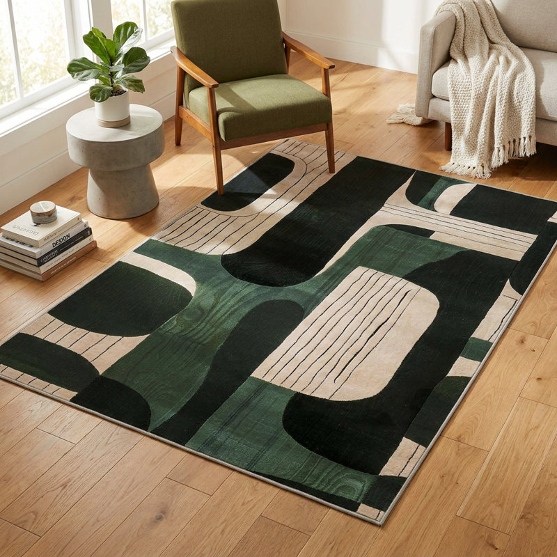 Tapis vert / noir Cypress MidCentury