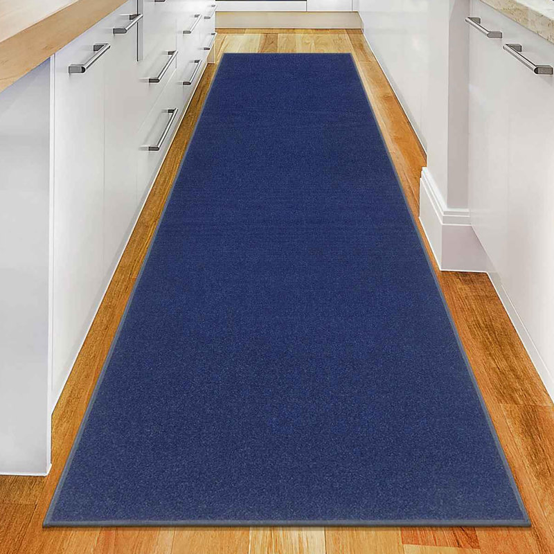 Ottohome Navy Runner Rug, Runner 2'7" x 9'10", Navy