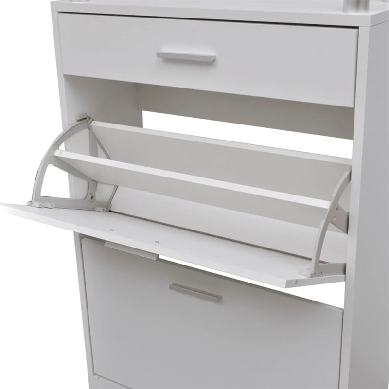 6 Pair Shoe Storage Cabinet, White