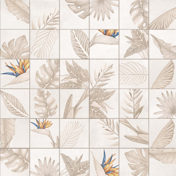 Nusa Botanic 9 3/4" x 9-3/4" Porcelain Wall & Floor Tile