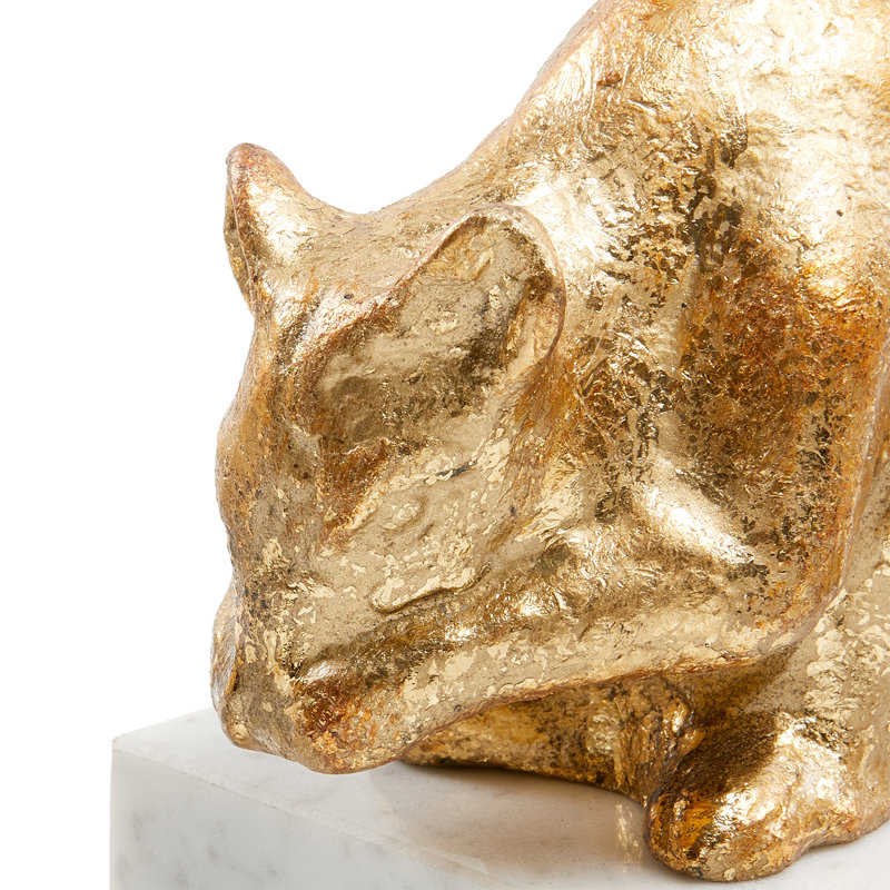 Mouse Statue, Gold Leaf/White