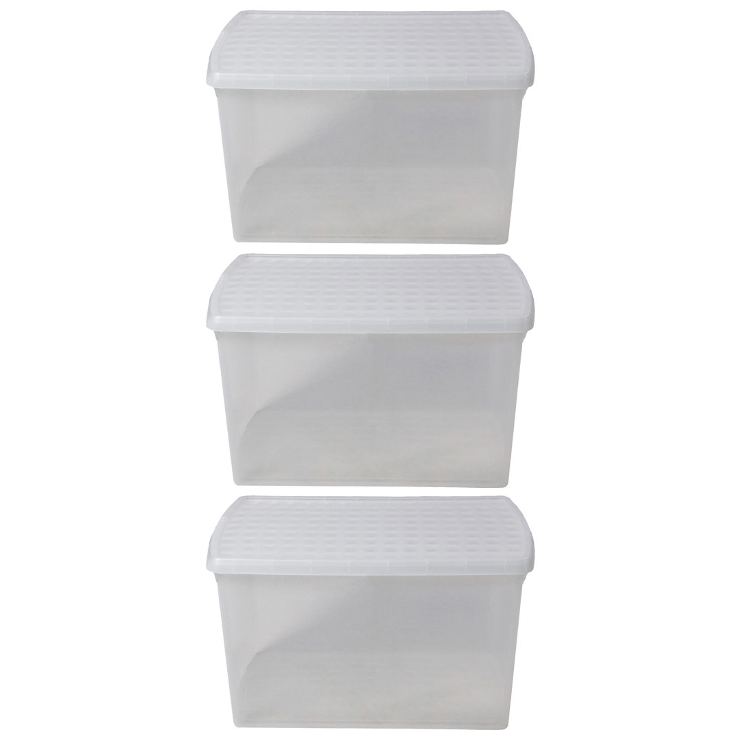 Wham Clip Rectangular Plastic Storage Boxes with Secure Clip Lock Lid Clear/Clear/Clear