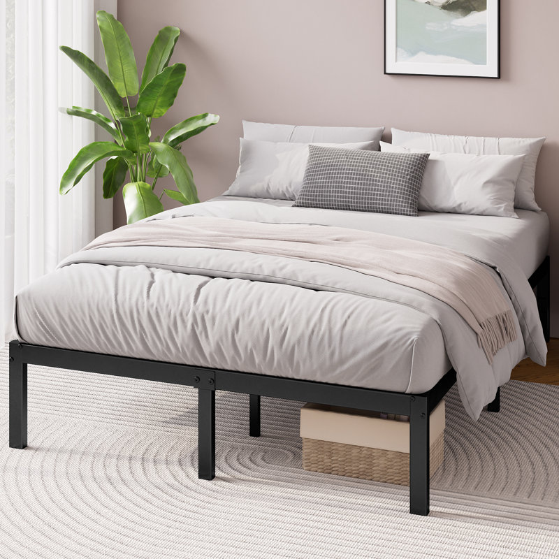 Barbieri Modern Metal Platform Bed Frame with Heavy Duty Steel Slat Support, Double (4'6)