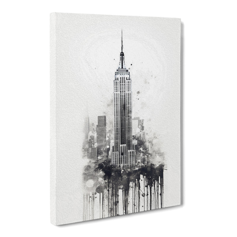 Empire State Building Gestural - Wrapped Canvas, 60cm H x 40cm W x 3cm D