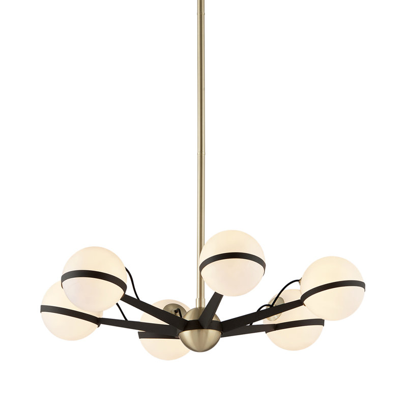 Maily 6 - Light Sputnik Sphere Chandelier, Textured Bronze and Brushed Brass