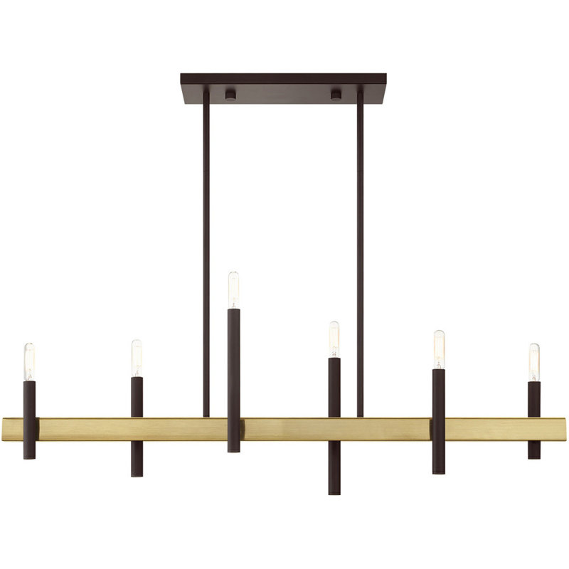 6 - Light Kitchen Island Chandelier, Bronze/Antique Brass