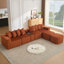 Nouveau canapé en forme de U avec chargement USB et sans fil, table basse et repose-pieds mobile, sans assemblage, 6 sièges, velours côtelé, orange-496101620