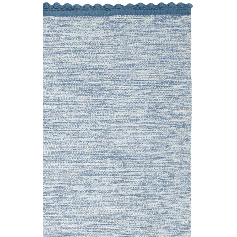 Tapis bleu en coton tissé à plat à la main Mohnton, Rectangle 8 pi x 10 pi