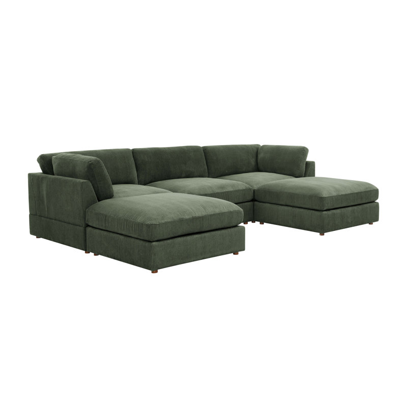 Canapé modulaire en velours côtelé Alderrdeen, Vert foncé