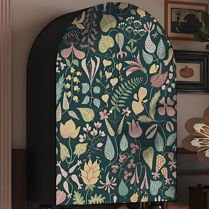 Armoire de rangement en bois massif de style français, Black
