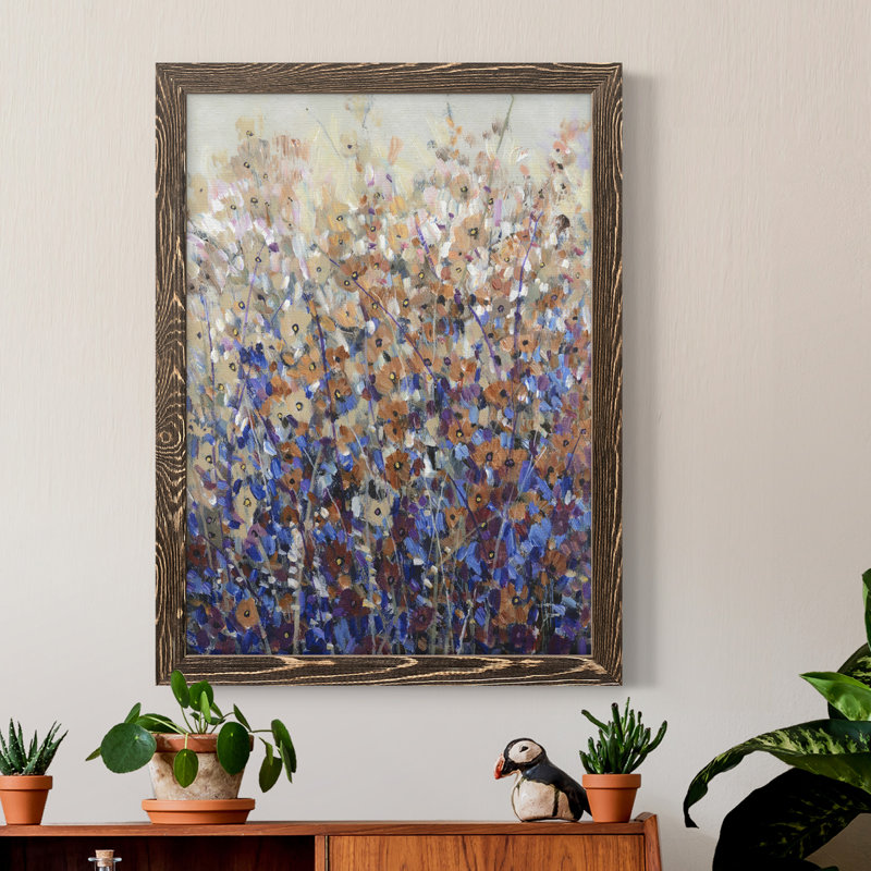 Fall Wildflowers I, toile encadrée de qualité supérieure - prête à être accrochée, 32" H x 23" W x 2.5" D, Cadre noyer