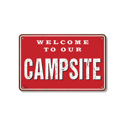 Panneau de bienvenue en aluminium 7 po x 10 po Welcome To Our Camp camping Street (paquet de 2)