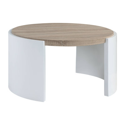 Capwell Round Coffee Table in White and Oak