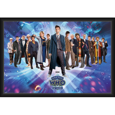 Officially Licensed Doctor Who – 60th Anniversary – Framed Art Poster – Sturdy Engineered Wood Frame with Plexi Glass – Ready to Hang