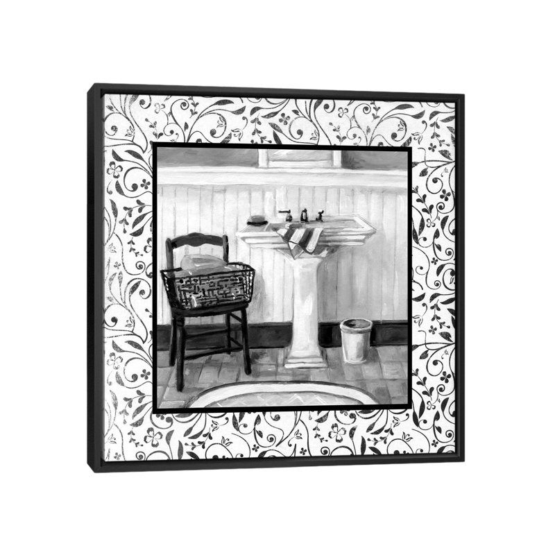 « salle de bain ii », impression sur toile, H 18 po x l 18 po x P 1,5 po, Toile avec cadre noir, Pas de tapis