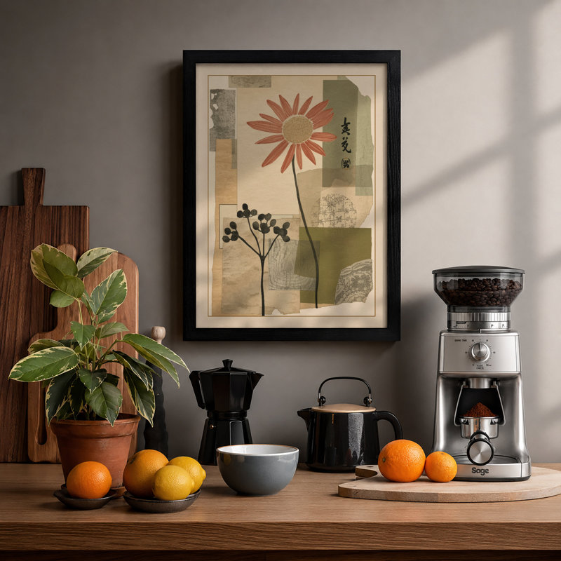Collage Botanical - Framed Print, A2 - 59.4 x 42.0 cm, Black