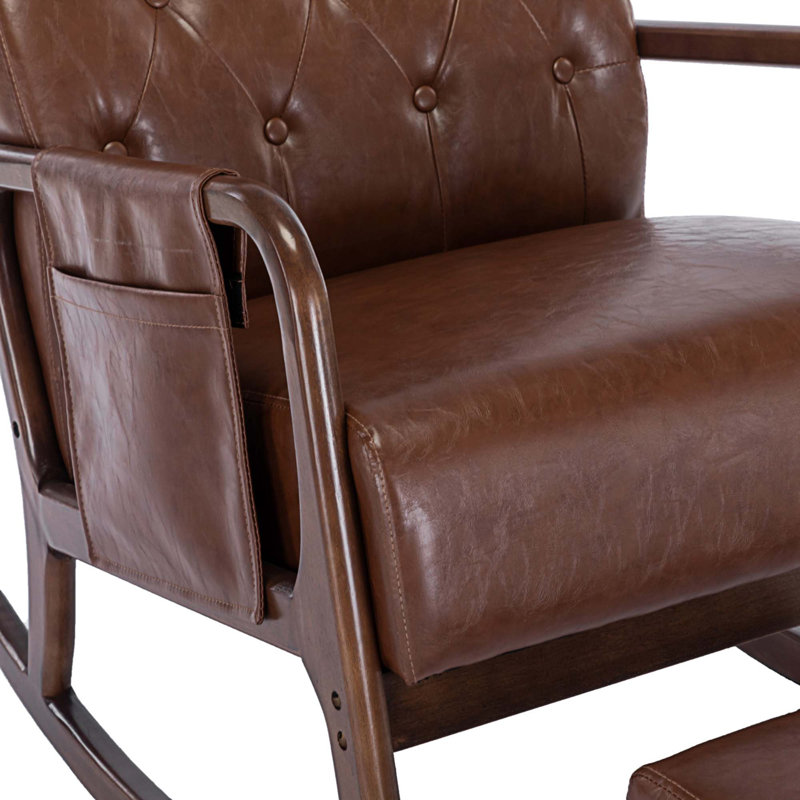 Chaise berçante Solid + PlyWood, Tissu en polyester brun