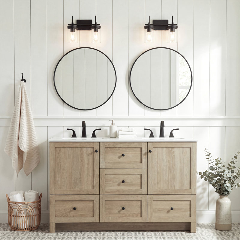 Ensemble de meuble-lavabo double 54 po Soma_Farmhouse / Country_VF2854, Bois de manguier