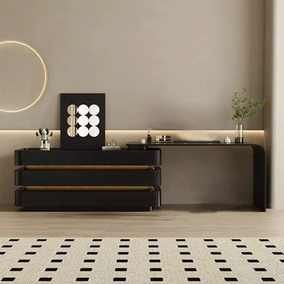 Chente Extendable 6 Drawers Double Dresser Vanity Wood