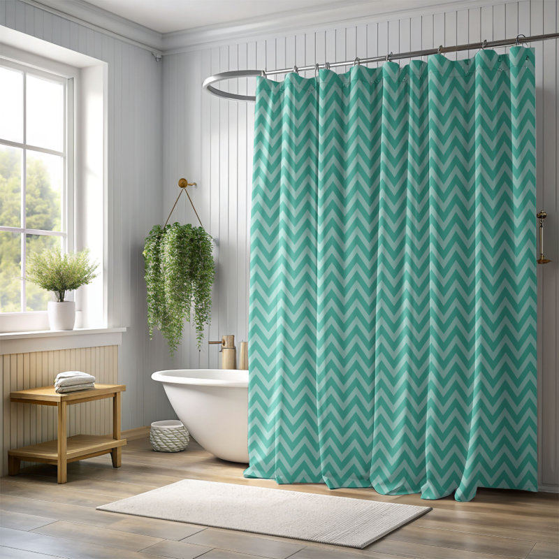 Rideau de douche Comfy Christmas - Premium, H 74 po x l 71 po, Bleu sarcelle