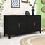  Buffet Deyanara avec portes latérales ondulées et pieds en bois massif-1571493269