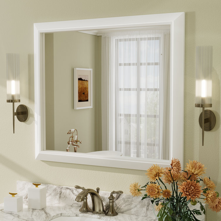Amara Tempered Glass and Aluminum Alloy Framed French Cleat Mounted Wall Mirror
