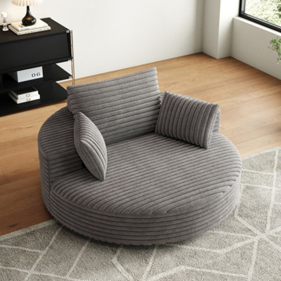55''L Corduroy Chenille Foam Single Swivel Chair