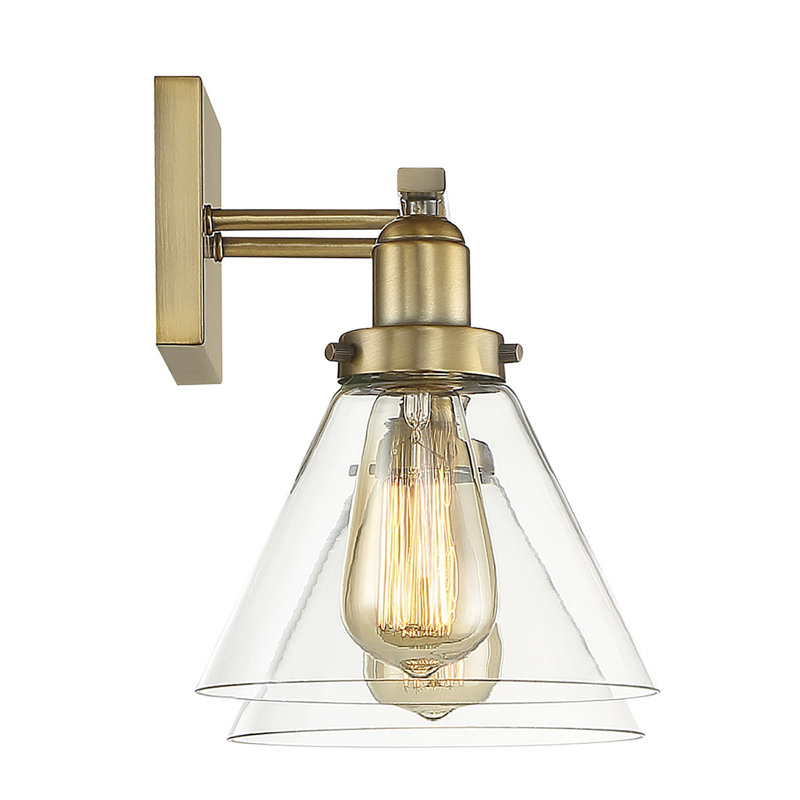 Catalina 2 Light Transparent Dimmable Vanity Light, Warm Brass