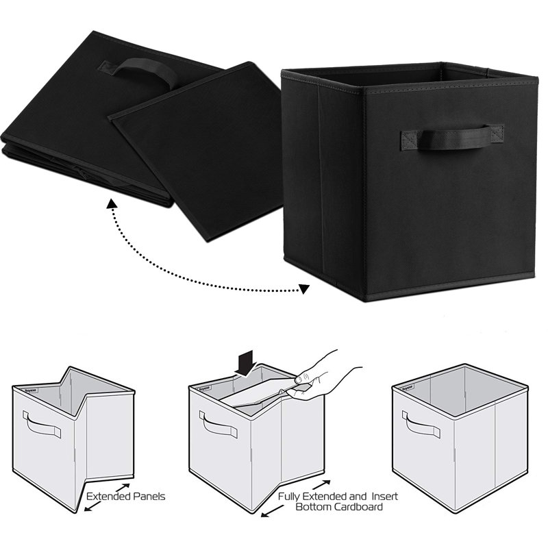 Bac de rangement en tissu Rebrilliant, Noir