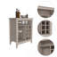 Armoire de bar Essential, une tablette ouverte, six supports à vin intégrés, un tiroir - gris clair-906870447