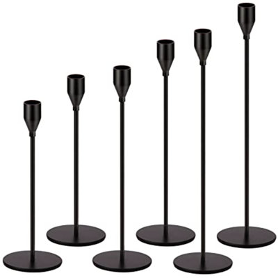 Matte Black Candle Holders Black Candlestick Holders Metal Candle Holder For Wedding, Dinning, Party, Fits 3/4 Inch Thick Candle&Led Candles (Set Of 6 Pcs)