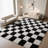 Modern Black and White Checkered Shag Rug, Soft Plush Carpet for Living Room, Bedroom and Dorm-1500539484-1508587069