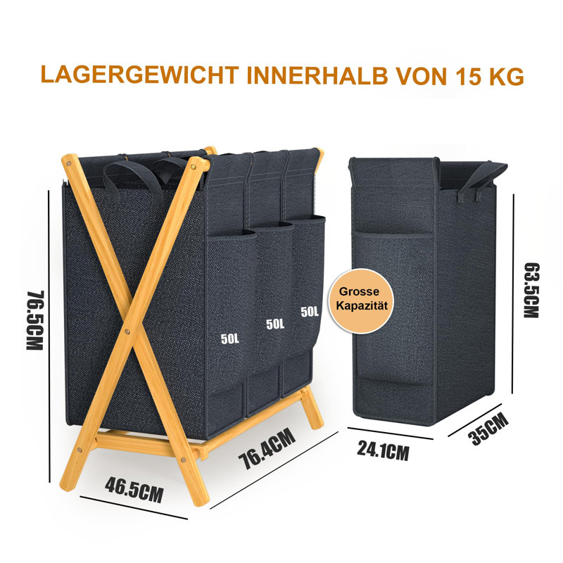 Laundry Sorter, Grey/Brown