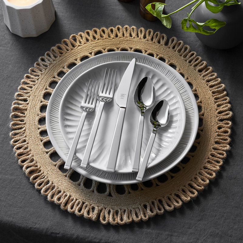 Squared 45-Piece Polished Stainless Steel Flatware Set