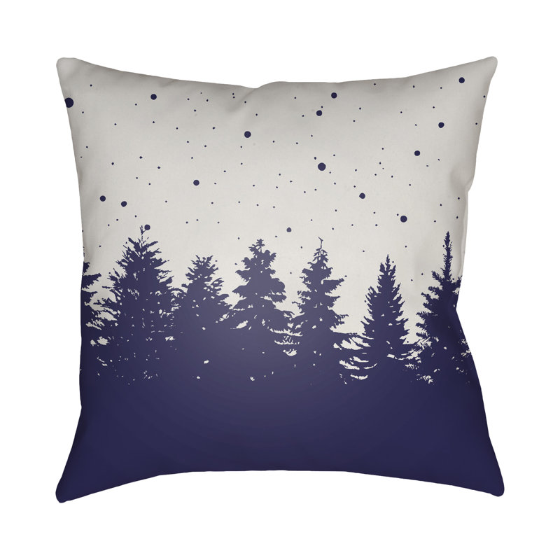  Trees Indoor/Outdoor Throw Pillow, White / Blue, 18" H x 18" W x 4" D